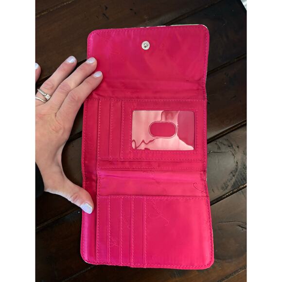 Vera Bradley Euro Wallet Tutti Fruitti Multicolor Green Paisley Snap Closure - Picture 3 of 5